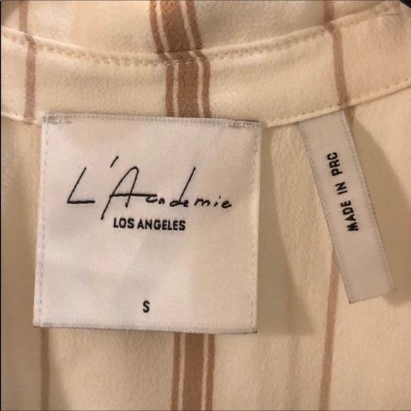 L’Academie Revolve Safari Lace Up Blouse Striped Womens Small - Picture 3 of 8